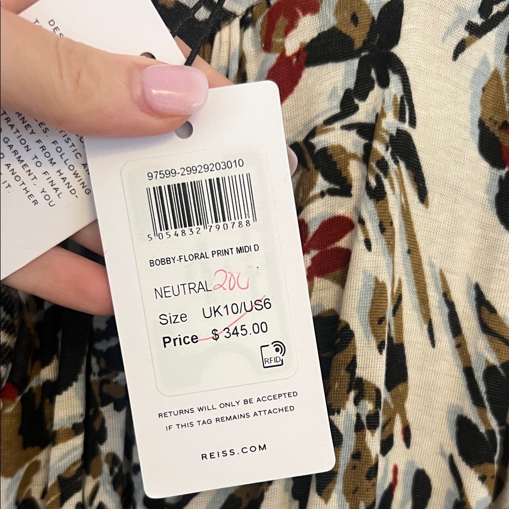 Reiss Black and Cream Long Sleeve Dress - Picture 4 of 4